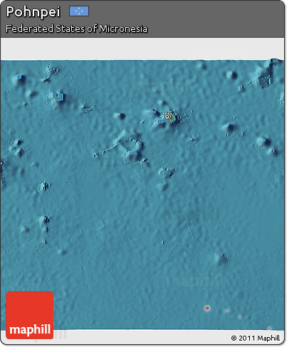 Satellite 3D Map of Pohnpei, single color outside