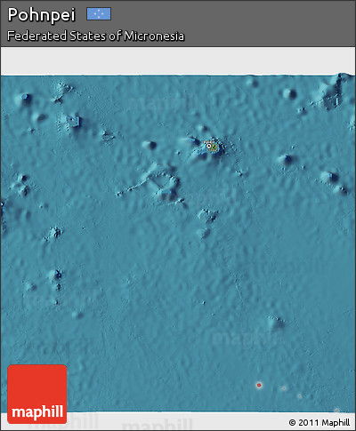 Satellite 3D Map of Pohnpei, single color outside