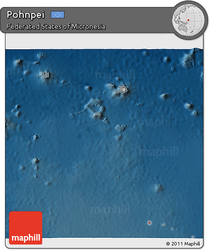 Shaded Relief 3D Map of Pohnpei, darken