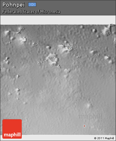 Shaded Relief 3D Map of Pohnpei, desaturated