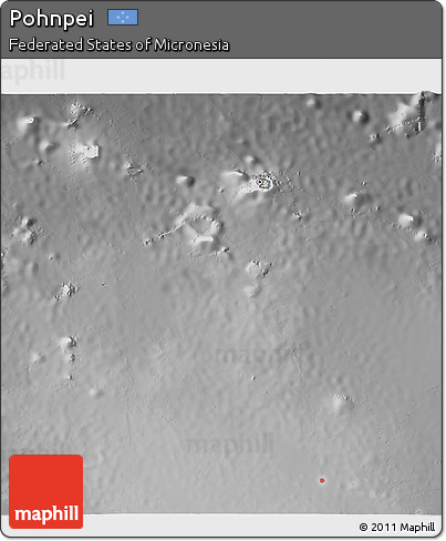 Shaded Relief 3D Map of Pohnpei, desaturated