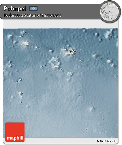 Shaded Relief 3D Map of Pohnpei, semi-desaturated