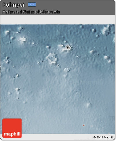 Shaded Relief 3D Map of Pohnpei, semi-desaturated