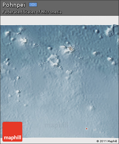 Shaded Relief 3D Map of Pohnpei, semi-desaturated