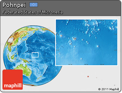 Physical Location Map of Pohnpei, highlighted country, within the entire country