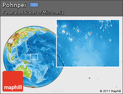 Physical Location Map of Pohnpei, highlighted country