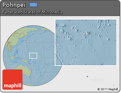 Savanna Style Location Map of Pohnpei, hill shading