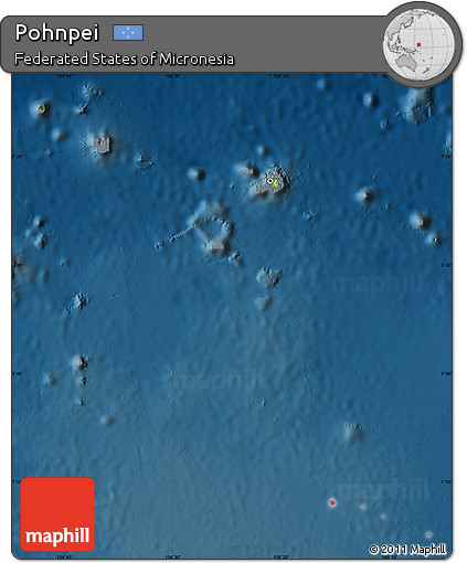 Physical Map of Pohnpei, darken