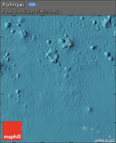 Physical Map of Pohnpei, satellite outside