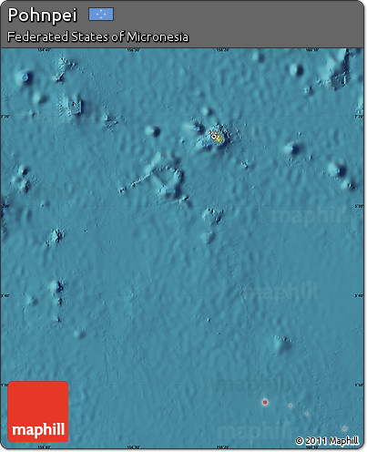 Physical Map of Pohnpei, satellite outside