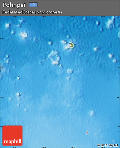 Physical Map of Pohnpei, single color outside