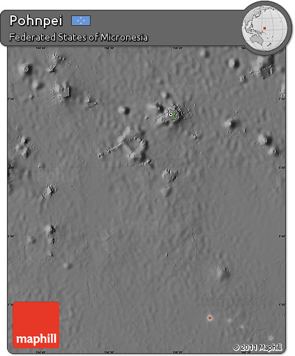 Satellite Map of Pohnpei, desaturated
