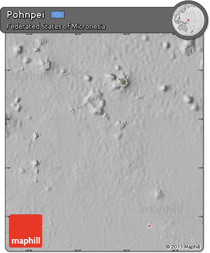 Satellite Map of Pohnpei, lighten, desaturated