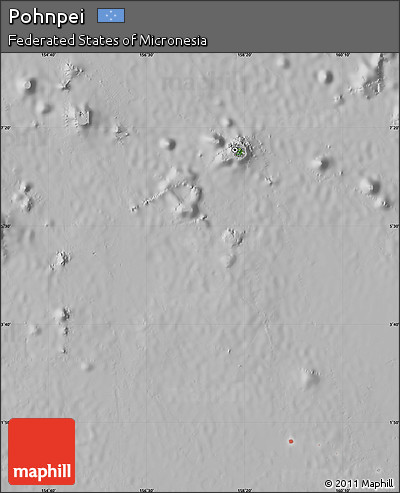 Satellite Map of Pohnpei, lighten, desaturated