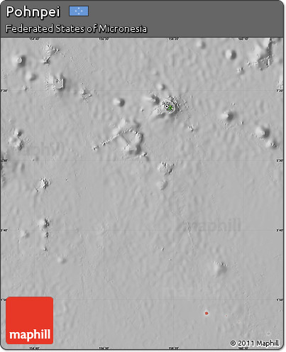 Satellite Map of Pohnpei, lighten, desaturated