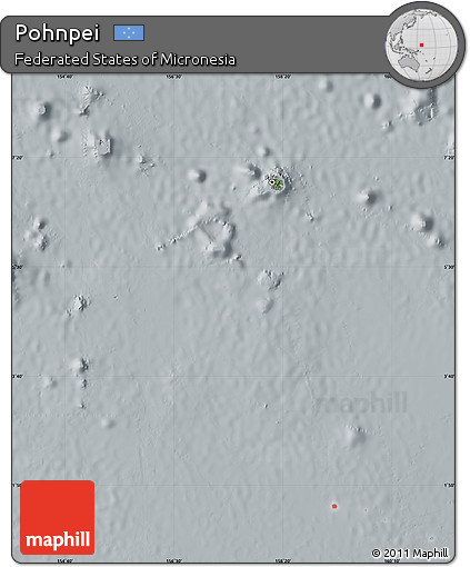 Satellite Map of Pohnpei, lighten, semi-desaturated