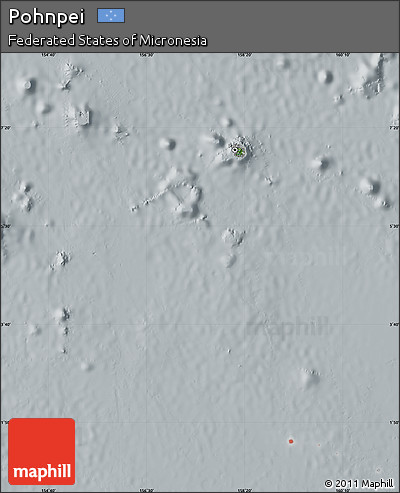 Satellite Map of Pohnpei, lighten, semi-desaturated