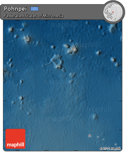 Shaded Relief Map of Pohnpei, darken