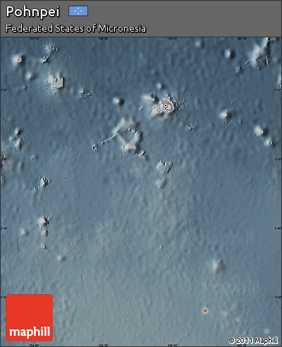 Shaded Relief Map of Pohnpei, darken, semi-desaturated