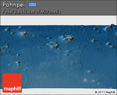 Physical Panoramic Map of Pohnpei, darken