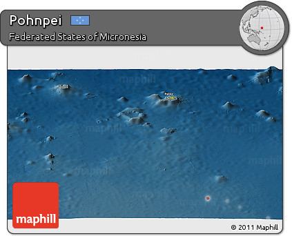 Physical Panoramic Map of Pohnpei, darken