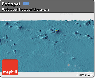 Physical Panoramic Map of Pohnpei, satellite outside