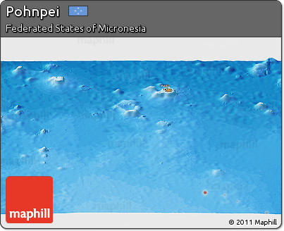 Political Panoramic Map of Pohnpei, single color outside