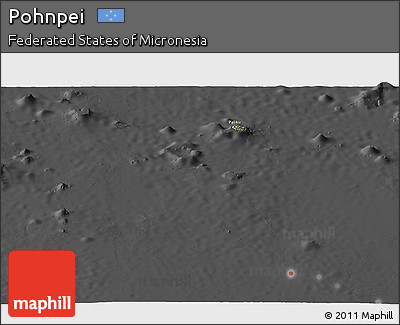 Satellite Panoramic Map of Pohnpei, darken, desaturated
