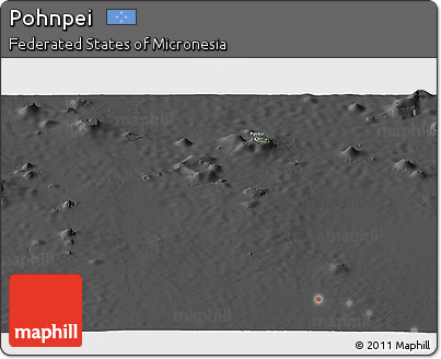 Satellite Panoramic Map of Pohnpei, darken, desaturated
