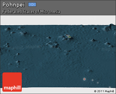Satellite Panoramic Map of Pohnpei, darken