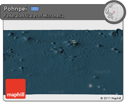 Satellite Panoramic Map of Pohnpei, darken