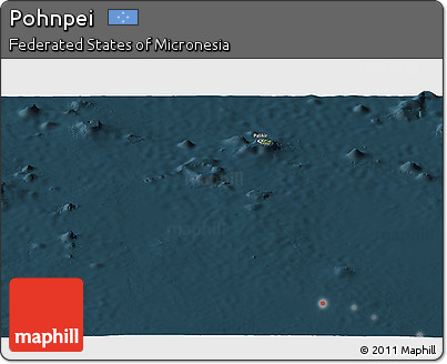Satellite Panoramic Map of Pohnpei, darken