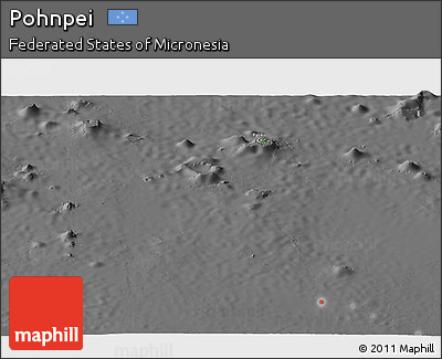 Satellite Panoramic Map of Pohnpei, desaturated