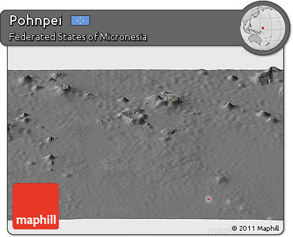 Satellite Panoramic Map of Pohnpei, desaturated
