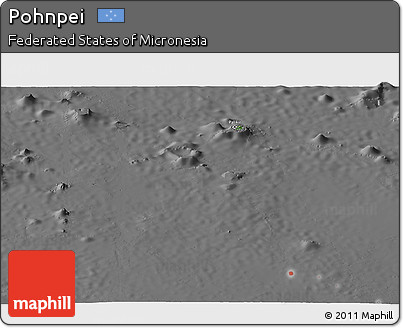 Satellite Panoramic Map of Pohnpei, desaturated