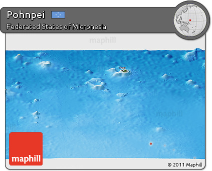 Satellite Panoramic Map of Pohnpei, physical outside