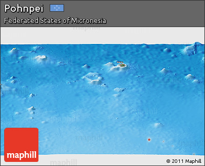 Satellite Panoramic Map of Pohnpei, physical outside