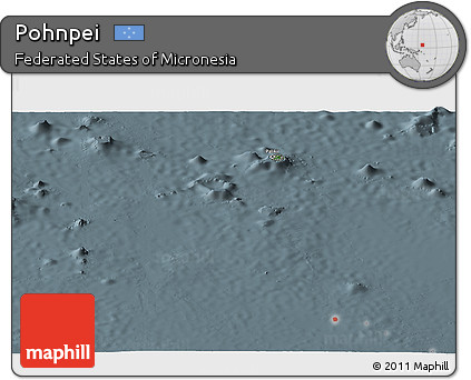 Satellite Panoramic Map of Pohnpei, semi-desaturated
