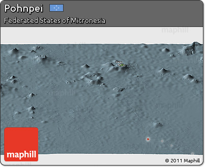 Satellite Panoramic Map of Pohnpei, semi-desaturated