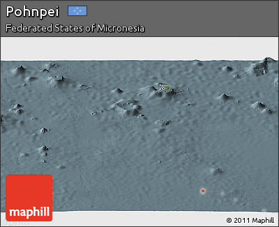 Satellite Panoramic Map of Pohnpei, semi-desaturated