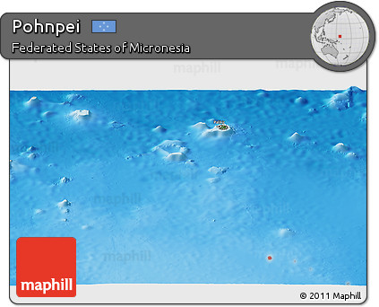 Satellite Panoramic Map of Pohnpei, shaded relief outside