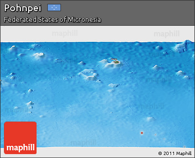 Satellite Panoramic Map of Pohnpei, shaded relief outside