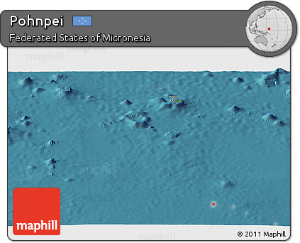 Satellite Panoramic Map of Pohnpei, single color outside
