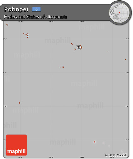 Gray Simple Map of Pohnpei, cropped outside