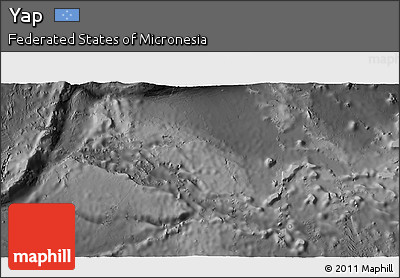 Physical 3D Map of Yap, darken, desaturated