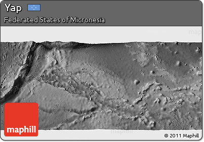 Physical 3D Map of Yap, darken, desaturated