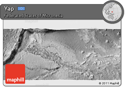 Physical 3D Map of Yap, desaturated