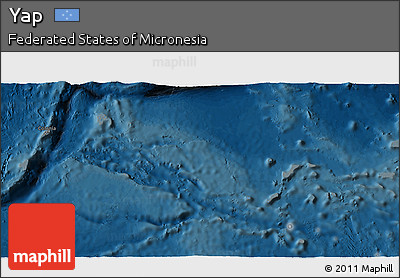 Political 3D Map of Yap, darken
