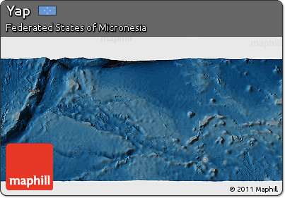Political 3D Map of Yap, darken