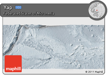 Political 3D Map of Yap, lighten, semi-desaturated